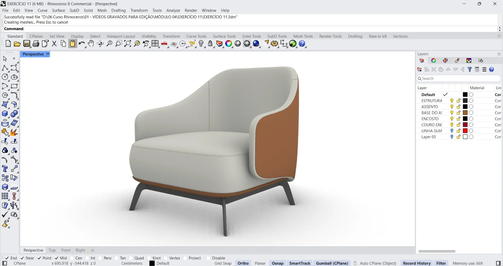 Modelagem Rhinoceros 3D