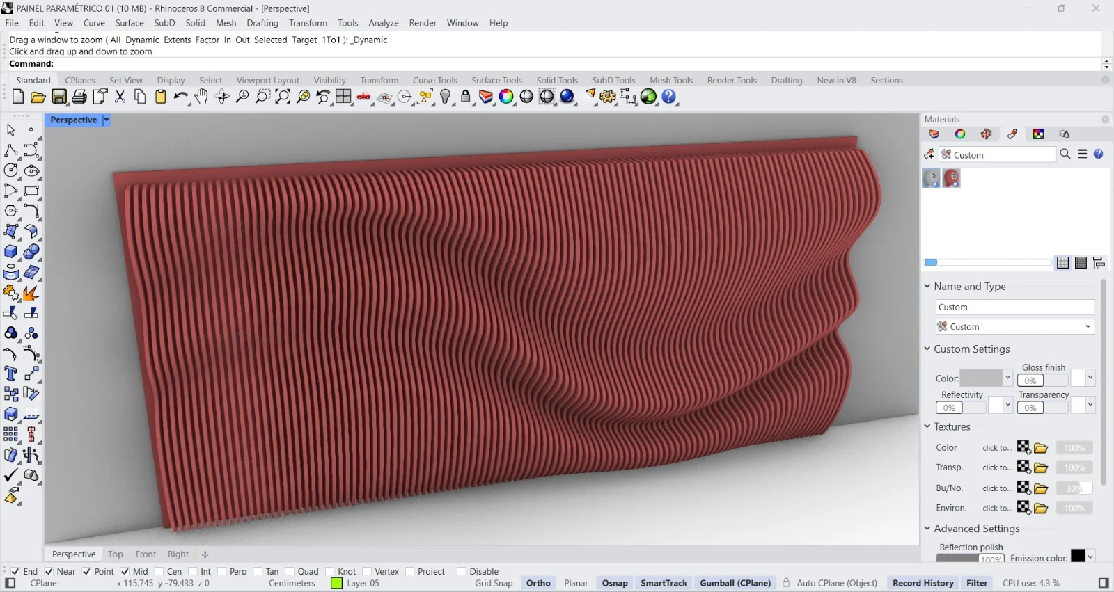 Modelagem Rhinoceros 3D