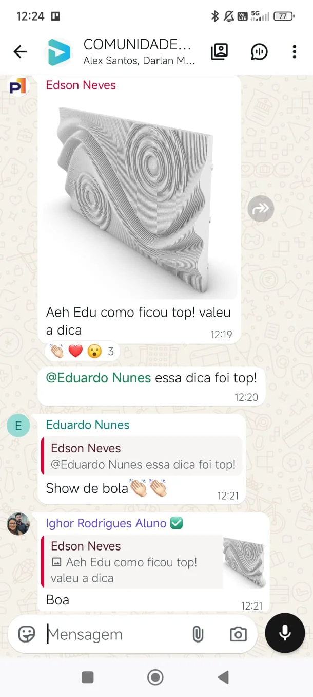 Avaliação de aluno no WhatsApp